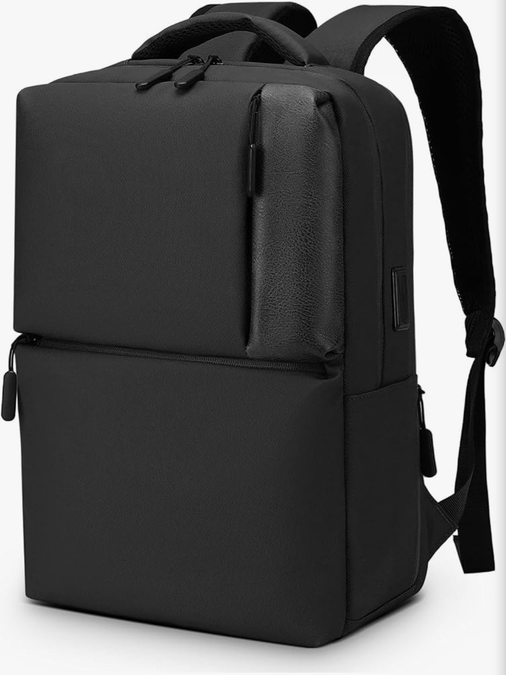 Slim Water-Repellent Daily Laptop Backpack with USB Port | Black | NEW |